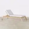Buy Teak Wood Sun Lounger with Cushion - Beth Natural 61329 - in the UK