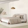 Buy Double bed 160x200 CM - Upholstered in Bouclé Fabric - Emma White 61452 at MyFaktory