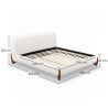 Buy Double bed 160x200 CM - Upholstered in Bouclé Fabric - Emma White 61452 in the United Kingdom