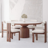 Buy Set Dining Table Round with 6 Wooden Chairs - Minimalist Design - Poler Walnut 61551 - in the UK