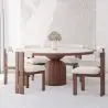 Buy Set Dining Table Round with 6 Wooden Chairs - Minimalist Design - Poler Walnut 61551 - in the UK