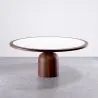Buy Set Dining Table Round with 6 Wooden Chairs - Minimalist Design - Poler Walnut 61551 in the United Kingdom