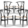 Buy Pack of 4 Dining Chairs Scandinavian Wooden with Rope Seat - Wish Black 61556 in the United Kingdom
