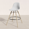 Buy Scandinavian Bar Stool with Wooden Legs - Nordic Design - For Kitchen Island - Lumi White 61560 in the United Kingdom