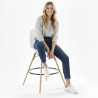 Buy Scandinavian Bar Stool with Wooden Legs - Nordic Design - For Kitchen Island - Lumi White 61560 at MyFaktory