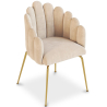 Buy Dining Chair Shell-Style in Velvet - Golden Legs - Exotic Glam Beige 61593 - in the UK