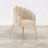 Buy Dining Chair Shell-Style in Velvet - Golden Legs - Exotic Glam Beige 61593 in the United Kingdom