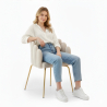 Buy Dining Chair Shell-Style in Velvet - Golden Legs - Exotic Glam Beige 61593 at MyFaktory