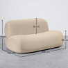 Buy Organic-Shaped Sofa - 2/3 Seater - Velvet Upholstered Scandinavian Modern Design - Dustine White 61588 - in the UK