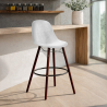 Buy Velvet Bar Stool - Scandinavian Design and Dark Wood Legs - Lumi Light grey 61598 - in the UK