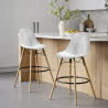 Buy Velvet Bar Stool - Scandinavian Design and Wooden Legs - Lumi White 61596 in the United Kingdom