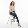 Buy Velvet Bar Stool - Scandinavian Design and Wooden Legs - Lumi White 61596 - in the UK