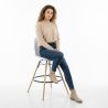 Buy Velvet Bar Stool - Scandinavian Design and Wooden Legs - Lumi White 61596 at MyFaktory