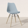 Buy Dining Chair with Cushion - Scandinavian Design and Wooden Legs - Lumi Light grey 61604 home delivery