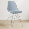Buy Dining Chair with Cushion - Scandinavian Design and Metal Legs - Lumi Light grey 61728 - prices