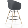 Buy Bar Stool - Scandinavian Style - Natural Wood Legs - Miscel Dark grey 61732 home delivery