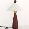 Buy Table Lamp with Wooden Base and White Cement Shade - Lumivie Brown 61735 - in the UK