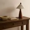 Buy Table Lamp with Wooden Base and White Cement Shade - Lumivie Brown 61735 - in the UK