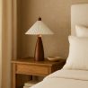 Buy Table Lamp with Wooden Base and White Cement Shade - Lumivie Brown 61735 in the United Kingdom