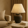 Buy Vintage Table Lamp - Ceramic Base and Fabric Shade - Goldina Black 61737 - prices