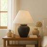 Buy Vintage Table Lamp - Ceramic Base and Fabric Shade - Goldina Black 61737 in the United Kingdom