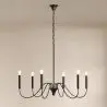 Buy Matte Black Metal Chandelier Style Pendant Lamp – 6 Arms - Lumora Black 61741 in the United Kingdom