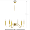 Buy Gold 6-Arm Pendant Lamp – Modern Chandelier Style in Metal - Aviana Gold 61742 - in the UK