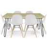 Buy Set Table Hairpin (90x150 cm) + 6 Dining Chairs Nordic Lumi White 61752 - in the UK