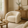 Buy Modern Armchair Upholstered In Cream White Bouclé Fabric – Curved And Comfortable Design - Noa White 61753 - prices