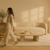 Buy Curved Sofa 2 m in White Bouclé Fabric – Modern and Elegant Design - Lordah White 61754 in the United Kingdom