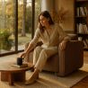 Buy Armchair Upholstered In Velvet Corduroy – Modern Design - Halember Taupe 61755 at MyFaktory