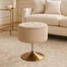 Buy Stool With Storage Upholstered In Chenille - Solrun Beige 61758 - in the UK