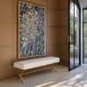 Buy Bench Upholstered In Velvet Fabric With Golden Metal Frame - Nivren White 61764 in the United Kingdom