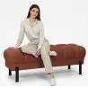 Buy Chesterfield Style Bench Upholstered In Velvet With Iron Legs - Carella Chocolate 61771 home delivery