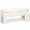 Buy Bench With Storage Upholstered In Off-White Bouclé Fabric – Modern Seat For Living Room And Bedroom - Kylna White 61772 in the United Kingdom