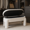 Buy Bench With Storage Upholstered In Off-White Bouclé Fabric – Modern Seat For Living Room And Bedroom - Kylna White 61772 in the United Kingdom