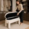 Buy Bench With Storage Upholstered In Off-White Bouclé Fabric – Modern Seat For Living Room And Bedroom - Kylna White 61772 at MyFaktory