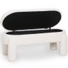 Buy Bench With Storage Upholstered In Off-White Bouclé Fabric – Modern Seat For Living Room And Bedroom - Kylna White 61772 in the United Kingdom