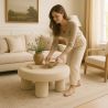 Buy Designer Ottoman In White Bouclé – Modern Coffee Table - Noreli White 61773 at MyFaktory