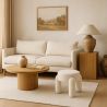 Buy Stool Upholstered In Off-White Bouclé Fabric – Modern Seat For Living Room And Bedroom - Doreta White 61777 - in the UK