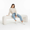 Buy Bench Upholstered In White Bouclé Fabric - Modern Elegant Minimalist - Elvara White 61779 - prices
