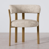 Buy Living room armchair with armrests upholstered in Chenille – Oak-effect legs – Ergonomic and modern design – Essentia Cream 61788 - prices