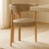 Buy Living room armchair with armrests upholstered in Chenille – Oak-effect legs – Ergonomic and modern design – Essentia Cream 61788 at MyFaktory