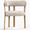 Buy Living room armchair with armrests upholstered in Chenille – Oak-effect legs – Ergonomic and modern design – Essentia Cream 61788 in the United Kingdom