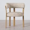 Buy Living room armchair with armrests upholstered in Chenille – Oak-effect legs – Ergonomic and modern design – Essentia Cream 61788 - prices