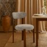 Buy Dining chair upholstered in Chenille – Dark wood-effect legs – Ergonomic and modern design – Essentia Cream 61787 - in the UK