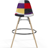 Buy Bar Stool - Patchwork Upholstery - Scandinavian Design and Wooden Legs - Elskar Multicolour 61790 - in the UK