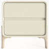 Buy Modern Scandi nightstand covered in faux leather with 2 drawers and natural wood legs - Barel Cream 61796 - in the UK