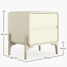 Buy Modern Scandi nightstand covered in faux leather with 2 drawers and natural wood legs - Barel Cream 61796 in the United Kingdom