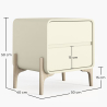 Buy Modern Scandi nightstand covered in faux leather with 2 drawers and natural wood legs - Barel Cream 61796 home delivery
